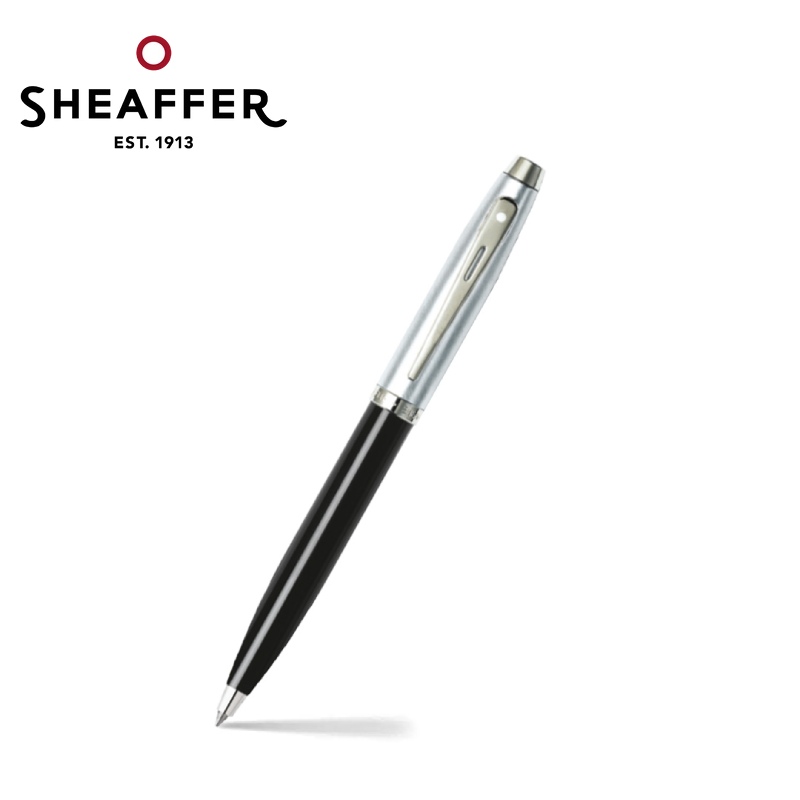 免費客製化刻字【Sheaffer】100黑桿銀蓋銀夾原子筆 SFE2931351✿50B003